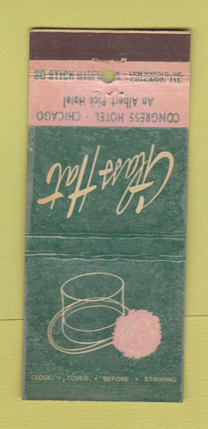 Matchbook Cover - Glass Hat Congress Hotel Chicago IL WORN 30 Stick