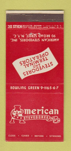 Matchbook Cover - American Stevedores New York City Terminal Operator 30 Stick