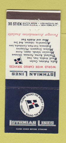 Matchbook Cover - Isthmian Lines Cargo Shipping 30 Stick