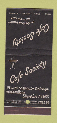Matchbook Cover - Cafe Society Chicago IL 30 Stick