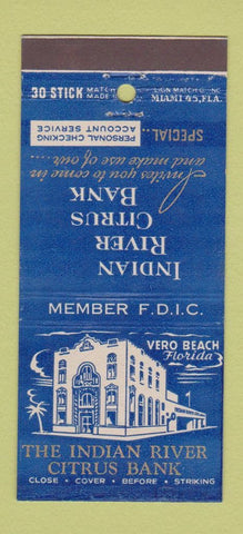 Matchbook Cover - Indian River Citrus Bank Vero Beach FL 30 Stick