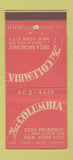 Matchbook Cover - The Columbia New York City restaurant 30 Stick