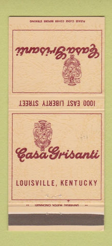 Matchbook Cover - Casa Grisanti Louisville KY 30 Strike