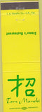 Matchbook Cover - Tom Manek Stoner's Restaurant Glendale CA