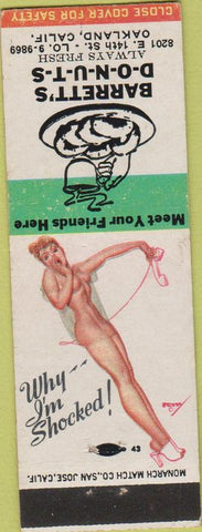 Matchbook Cover - Barrett's Donuts Oakland CA pinup