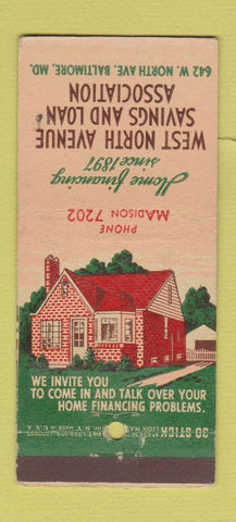 Matchbook Cover - West North Ave Savings Loan Baltimore MD 30 Stick