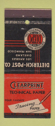 Matchbook Cover - Clearprint Technical Paper Oakland LA San Francisco 30 Stick