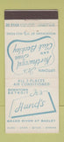 Matchbook Cover Hund's Restaurant Detroit MI Northwood Inn Club Berkley 30 Stick