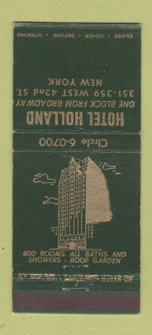 Matchbook Cover - Hotel Holland New York City 30 Stick