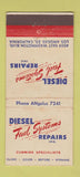 Matchbook Cover - Diesel Fuel System Repairs Cummins Los Angeles CA 30 Stick