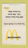 Matchbook Cover - McDonald's Hamburgers Port Huron MI BOBTAIL 30 Strike