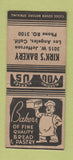 Matchbook Cover - Kirk's Bakery Los Angeles CA BOBTAIL