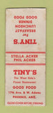 Matchbook Cover - Tiny's Phoenix AZ restaurant WEAR BOBTAIL