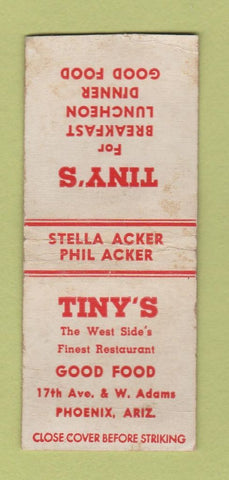 Matchbook Cover - Tiny's Phoenix AZ restaurant WEAR BOBTAIL