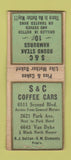 Matchbook Cover - S&C Coffee Cafe  Detroit? MI BOBTAIL