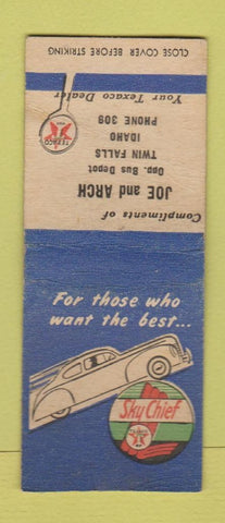 Matchbook Cover - Texaco oil gas Joe Arch Twin Falls ID low phone # WORN BOBTAIL