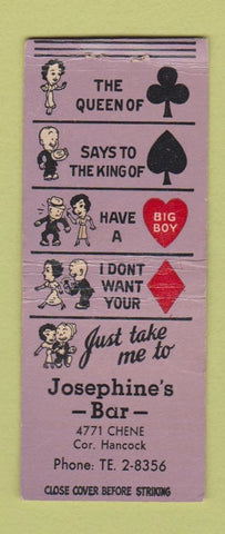 Matchbook Cover - Josephine's Bar BOBTAIL