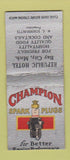 Matchbook Cover - Champion Spark Plugs Republic Hotel Bay City MI BOBTAIL
