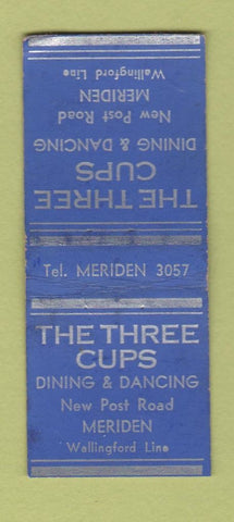 Matchbook Cover - The Three Cups Meriden CT low phone # BOBTAIL
