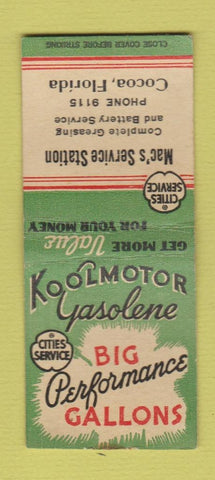 Matchbook Cover - Cities oil gas Mac's Cocoa FL BOBTAIL