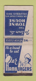 Matchbook Cover - Towne House Hamburgers Columbus OH WEAR BOBTAIL
