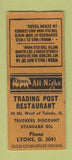 Matchbook Cover - Trading Post Restaurant Standard oil gas Lyons OH BOBTAIL