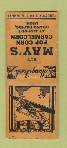 Matchbook Cover - May's Popcorn Carmel Grand Rapids MI WEAR BOBTAIL