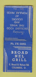 Matchbook Cover - Broad Nel Grill Columbus OH BOBTAIL