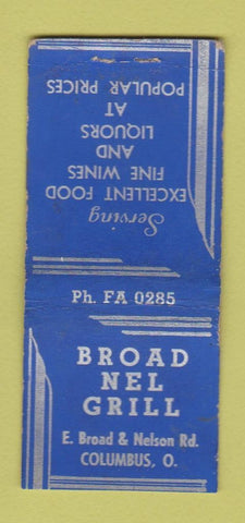 Matchbook Cover - Broad Nel Grill Columbus OH BOBTAIL