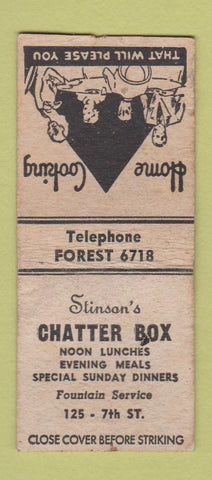 Matchbook Cover - Stinson's Chatter Box POOR BOBTAIL