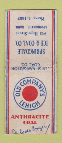 Matchbook Cover - Old Company's Lehigh Coal Springdale Ice CT WEAR BOBTAIL
