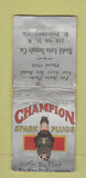 Matchbook Cover - Champion Spark Plugs Budd Parts St Petersburg FL WORN BOBTAIL