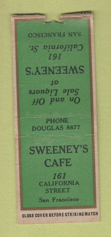 Matchbook Cover - Sweeney's Cafe San Francisco cA BOBTAIL