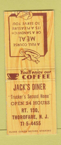 Matchbook Cover - Jack's Diner Thorofare NJ BOBTAIL