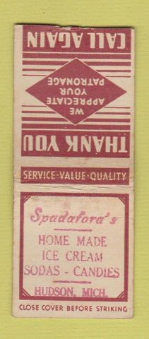 Matchbook Cover - Spadafora's Hudson MI STAMPED WEAR BOBTAIL