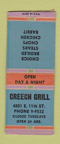 Matchbook Cover - Creech Grill BOBTAIL