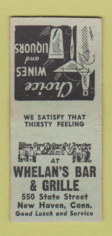 Matchbook Cover - Whelan's Bar Grille New Haven CT BOBTAIL