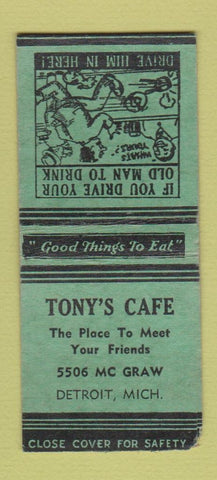 Matchbook Cover - Tony's Cafe Detroit MI girlie BOBTAIL