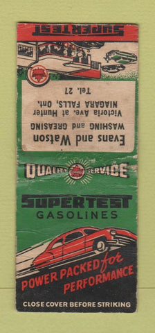 Matchbook Cover - Supertest oil gas Nigara Falls ON POOR BOBTAIL