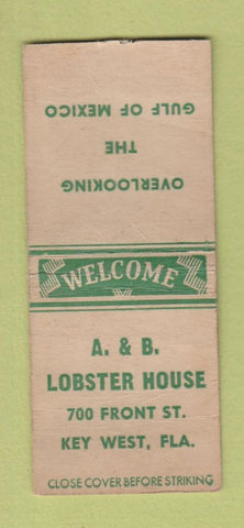 Matchbook Cover - A&B Lobster House Key West FL WEAR BOBTAIL