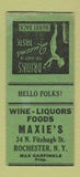Matchbook Cover - Maxie's Restaurant Rochester NY girlie BOBTAIL