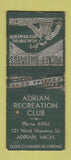 Matchbook Cover - Adrian Recreation MI billiards  POOR BOBTAIL