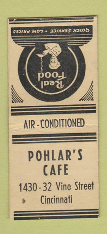 Matchbook Cover - Pohlar's Cafe Cincinnati OH BOBTAIL