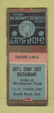Matchbook Cover - Joy's Chop Suey Restaurant South Bend IN POOR BOBTAIL