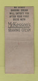Matchbook Cover - Northfield Pharmacy MA McKesson's Shaving Cream WEAR BOBTAIL