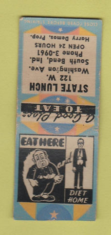 Matchbook Cover - State Lunch South Bend IN WEAR BOBTAIL