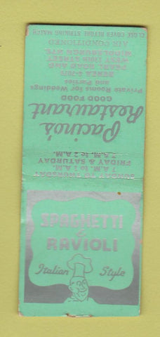 Matchbook Cover - Pacino's Restaurant Middleburgh Heights OH BOBTAIL
