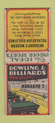 Matchbook Cover - Mergard's Billiards Bowling  BOBTAIL