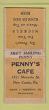 Matchbook Cover - Penny's Cafe New Castle PA BOBTAIL