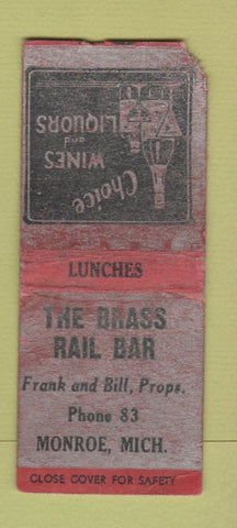 Matchbook Cover - Brass Rail Bar Monroe MI WORN BOBTAIL